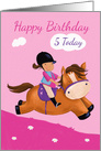 Happy Birthday 5 Today Horse Riding Girl card