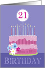 21 Birthday Cake with Candles card