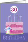 30th Birthday Cake with Candles card