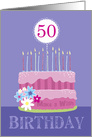 50th Birthday Cake with Candles card