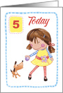 5th Birthday Girl with Dog card
