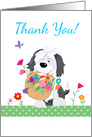 Thank You Cute Dog with Flowers card