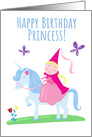 Happy Birthday Princess Unicorn Girl card