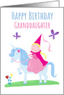 Happy Birthday Granddaughter Princess Unicorn Girl card