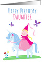 Happy Birthday Daughter Princess Unicorn Girl card
