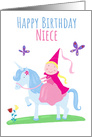 Happy Birthday Niece Princess Unicorn Girl card