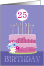 25th Birthday Cake with Candles card