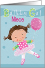 Birthday Girl Ballet Balloon Niece card