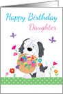 Happy Birthday Daughter Cute Dog Flowers card