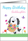 Happy Birthday Goddaughter Cute Dog Flowers card