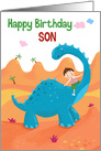 Happy Birthday Son Boy Blue Dinosaur card