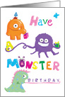 Kids Happy Birthday Monster characters card
