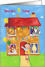 Happy Birthday 5 Today Animal and Girl House card