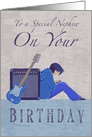 Special Nephew Birthday Boy Guitar Distressed Text. card