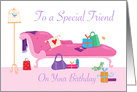 To a Special Friend Birthday Gifts Pink Chaise Longue card