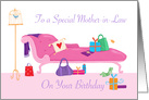 To a Special Mother-in-law Birthday Gifts Pink Chaise Longue card