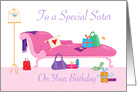 To a Special Sister Birthday Gifts Pink Chaise Longue card