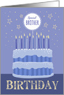 Special Brother Birthday Cake Candles and Stars Distressed Text card