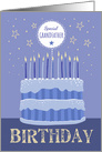 Special Grandfather Birthday Cake Candles and Stars Distressed Text card