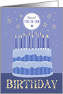 Special Son-in-Law Birthday Cake Candles and Stars Distressed Text card