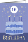 16th Birthday Cake Teen Boy Candles and Stars Distressed Text card