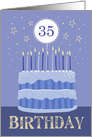 35th Birthday Cake Male Candles and Stars Distressed Text card