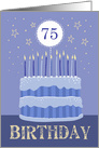 75th Birthday Cake Male Candles and Stars Distressed Text card