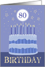 80th Birthday Cake Male Candles and Stars Distressed Text card