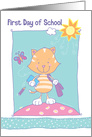 First Day of School Cute Cat with school bag card