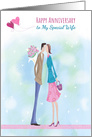 Happy Wedding Anniversary for Wife Couple heart balloons card
