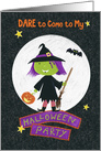 Halloween Party Invitation Cute Witch and Bat card