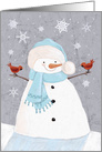 Soft Snowman with Red Cardinal birds card