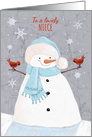 Niece Christmas Soft Snowman with Red Cardinal birds card