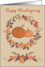 Happy Thanksgiving Fall Pumpkins with Leaf Wreath card