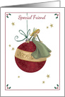 Special Friend Christmas Holiday Angel on Noel Ornament. card