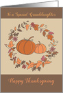 Granddaughter Thanksgiving Leaf wreath Pumpkins card