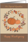 Grandson Thanksgiving Leaf wreath Pumpkins card