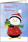 Nephew’s 1st Christmas Penguin with parcels card