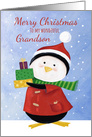 Grandson Christmas Penguin with parcels card