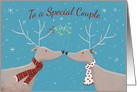 Christmas Couple Reindeers Mistletoe card