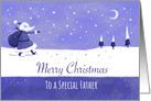 Blue Snowy Santa Landscape Father card