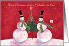 Sister & Brother in Law Christmas Snowmen with Tree and Gifts card