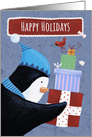 Happy Holidays Penguin Parcels card