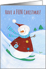 Fun Christmas Skiing Snowman card