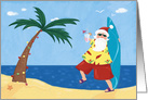 Cool Surf board Santa Palm Tree Beach card
