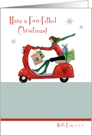 Fun Filled Christmas Holiday Girl Scooter card