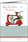 Fun Filled Christmas Holiday Girl Scooter card
