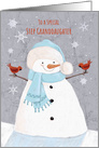 Step Granddaughter Christmas Soft Snowman with Red Cardinal birds card
