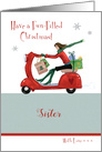 Sister Christmas Holiday Girl Scooter card