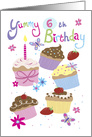 Yummy 6th Birthday Fun Cupcakes card